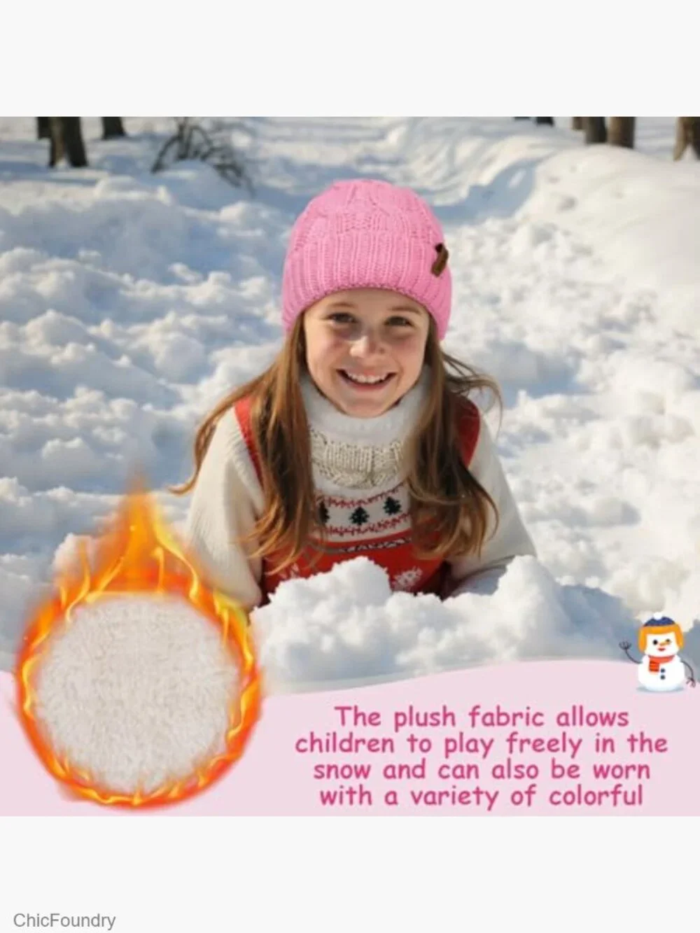 Kids Winter Hat Scarf Gloves Set Thick Knit Warm Fleece Lined Mittens